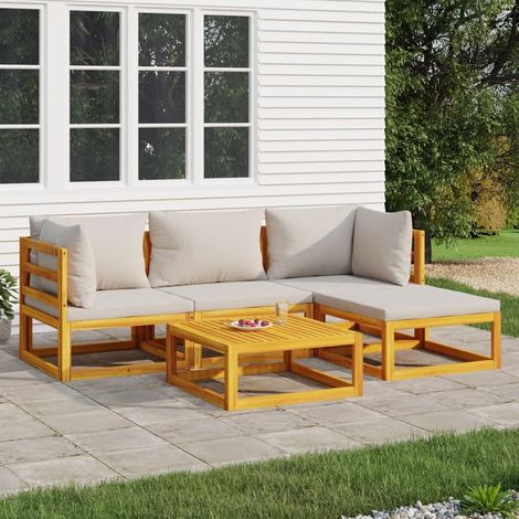 Gartenmöbel Set Holz Lounge Sofa Tisch Outdoor Balkon Sitzgarnitur Kissen 5tlg (1/5)