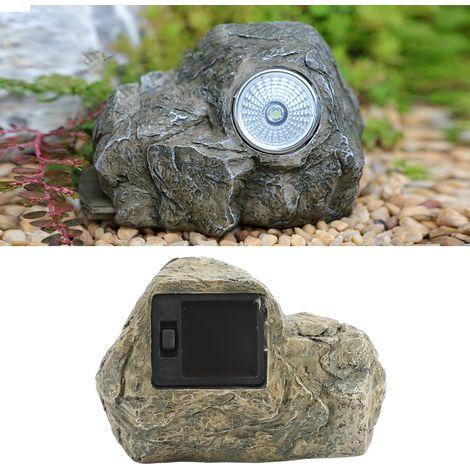 Caja de llaves de resina con aspecto de piedra e iluminación solar para jardín y patio. (1/5)