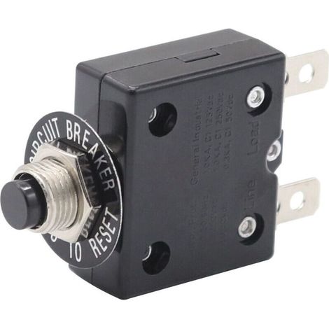 Disjoncteur 15A Interrupteur thermique de réinitialisation en option, 125-250V AC 50V DC Disjoncteur à bouton-poussoir de protection contre les surcharges de courant TRIMEC