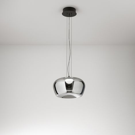 Lampadario Moderno Kave Metallo Vetro Specchiato Led 20W 3000K Dimmerabile Ip20 (1/2)