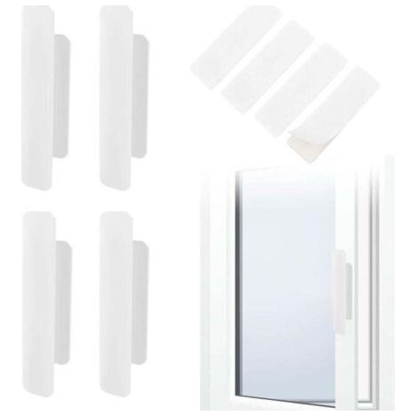 Griffe aus Kunststoff für Türen und Fenster, Balkontürstangen, Schrankgriffe, kein Bohren erforderlich, für Fenster, Glastüren und Schubladen (rechteckig, weiß).