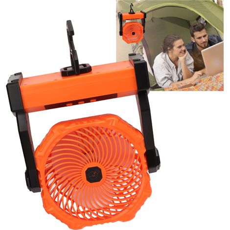 Ventilateur électrique de camping extérieur, peut être suspendu aux tentes de camping, etc., trois vitesses réglables, débit d'air élevé, chargement USB. (1/5)