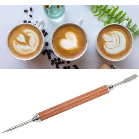 Stylo à latte en acier inoxydable avec manche en bois pour l'art du café - Outil de décoration DIY (1/5)