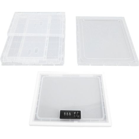 Boîte de rangement pour réfrigérateur avec serrure, en plastique multifonctionnel et pratique, pour ranger les aliments à la maison, cadre blanc et transparent. (1/5)