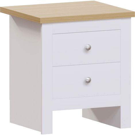 Arlington 2 Drawer Bedside Table Cabinet Chest Nightstand Bedroom Furniture, White