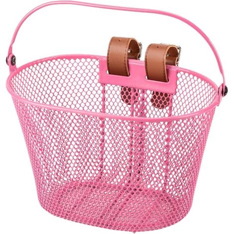 Cestino per bicicletta per bambini, cestino in metallo per riporre la bicicletta dei bambini, impermeabile, 25 x 16,5 x 16 cm, rosa (1/5)