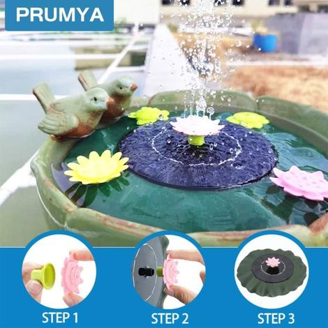 1 fontaine solaire pétale de lotus, 6 buses réglables, bassin jardin extérieur pour oiseaux et petits animaux