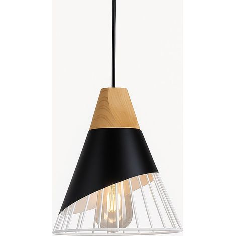 Lámpara Colgante Nórdica En Metal Y Madera "ADOR" - Negro (1/5)