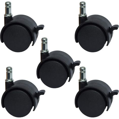 Lot de 5 Roulettes Freinées 51mm pour Chaise de Bureau et Tabouret de Remplacement (1/4)