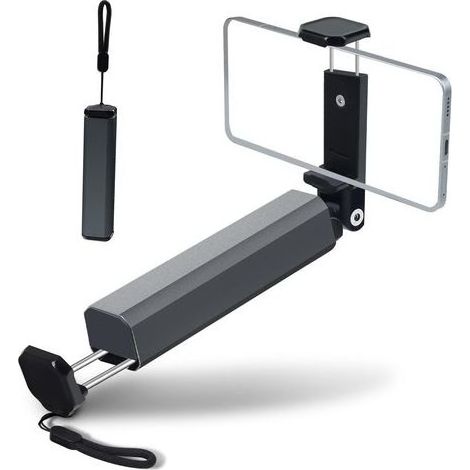 Support de Téléphone Pliable pour Avion, Aluminium Porte-Téléphone pour Voyages, 360° Rotatif, Mini Format de Poche, Handsfree Phone Stand für Table à Plateaux, Voyage Accessoires, Gris (1/5)