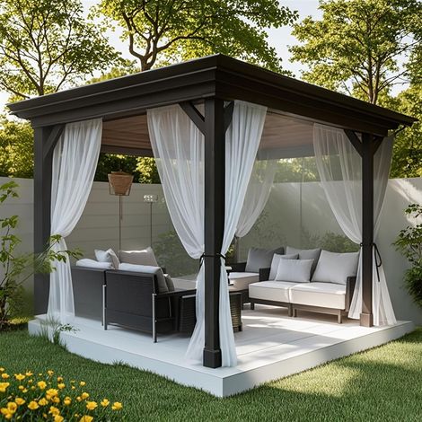 Rideaux transparents d'extérieur pour terrasse, 2 panneaux imperméables filtrant la lumière, rideaux d'extérieur en maille avec passe-tringle pour porche, tonnelle, blanc, 160 cm de large x (1/5)