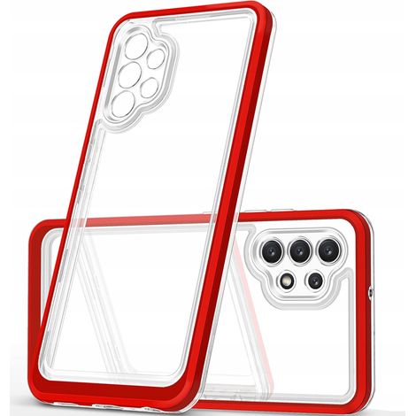 Coque transparente 3 en 1 pour Samsung Galaxy A72 4G, coque en gel avec cadre rouge (1/5)