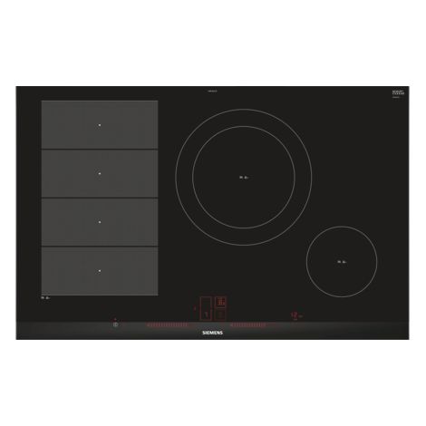 Siemens EX875LEC1E. Colore del prodotto: Nero, Acciaio inox, Posizionamento dell'apparecchio: Da incasso, Tipo di piano cottura: Piano cottura a induzione. Bruciatore piccolo: 1400 W, Bruciatore me... (1/4)