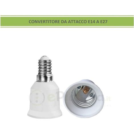 Adattatore convertitore da attacco piccolo E14 a piccolo E27 portalampada riduttore bianco 220V per lampadina