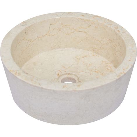 Lavandino da bagno lavabo da appoggio lavabo da WC lavabo da bagno lavabo da interno diametro 40x15 cm marmo crema 020002821