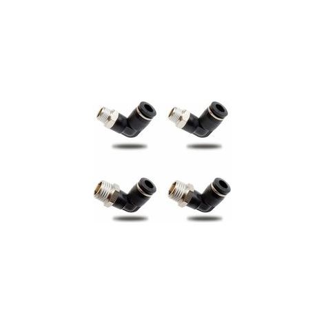 4 Pièces Connecteurs Pneumatiques, Deux Modèles Différents (6MM × 1/4" et 6MM × 1/8") Raccords Rapides à Filetage Mâle, Noir Coude Pneumatique Connecteur, Convient aux Outils de Brico (1/4)