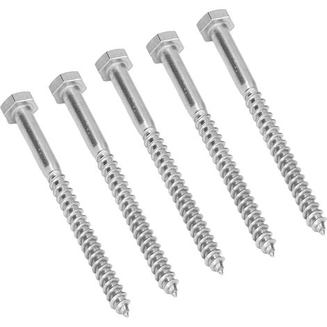 25 vis autoforeuses hexagonales bois inox A2-70 DIN571 filetage partiel M6x80MM pour charpente et menuiserie (1/5)