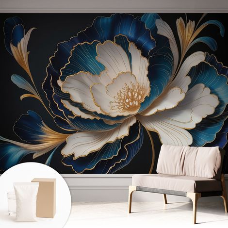Papier peint avec colle pour décoration moderne de salon chambre à coucher cuisine et bureau Facile Motif floral 312x219 cm (1/5)