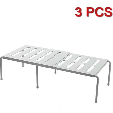 (Gris, lot de 3) Étagère à chaussures extensible en ABS, organisateur de chaussures à placer sous l'évier, étagère télescopique pour placard de cuisine (1/5)