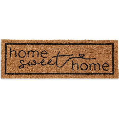 Paillasson, « Home Sweet Home », 75 x 25 cm, Tapis entrée, intérieur, extérieur, antidérapant, Nature/Noir (1/5)