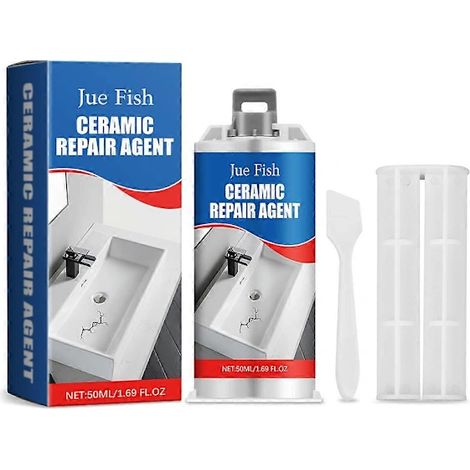 Pâte de réparation 50 ml pour carrelage et émail céramique, idéale pour réparer les bords de baignoire et les fissures d'évier, avec une adhérence ultra-forte sur la porcelaine. (1/5)