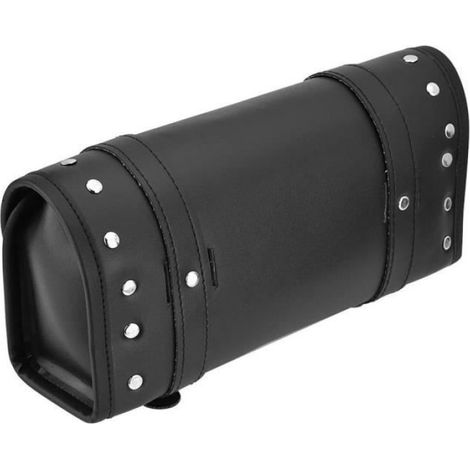 Fydun Sac de moto Noir PU cuir moto moto avant fourche arrière sac à outils guidon sacs bagages sacoche (1/4)