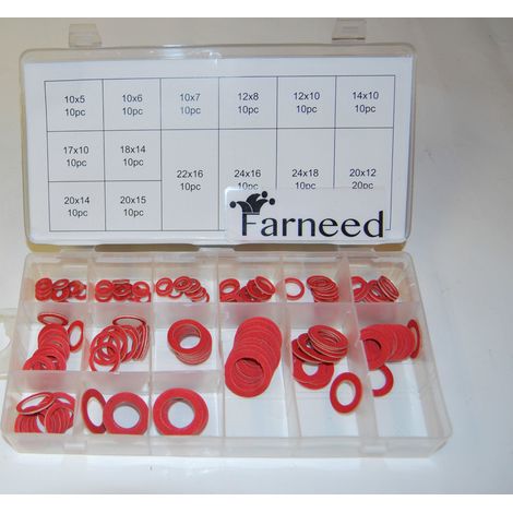ASSORTIMENTO SET DI GUARNIZIONI RONDELLE PIATTE IN FIBRA 150 PEZZI IN BOX