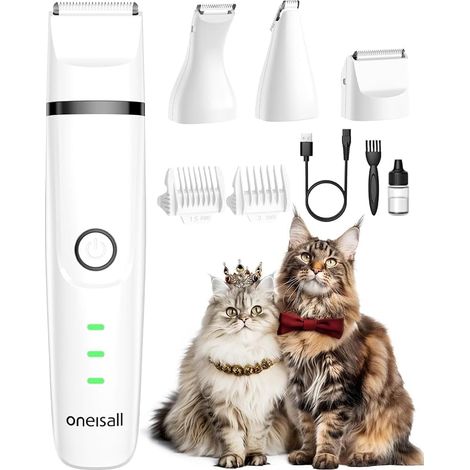 3 in 1 Cat and Dog Clippers Set, Quiet Trimmer for Cats and Dogs with Paw Hair Buttocks and Knotted Hair (1/5)