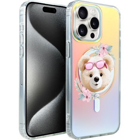 iPhone 15 Pro Max ibizu California Sunset Hülle mit MagSafe, Farbwechsel, Flower Queen, Teddybär mit Blumen (1/5)
