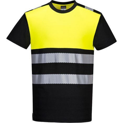 Camiseta bicolor negro + flúor PW3 de alta visibilidad clase 1 de algodón PW311 4XL Negro/Amarillo (1/2)