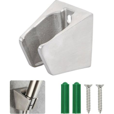 1 Support Pommeau de Douche, Acier Inoxydable, Fixation Murale avec Vis, Double Emplacement, Salle de Bain (1/5)