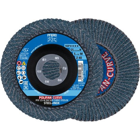 PFERD TOOLS 69398197 PFR 125-M Z 40 SGP CURVE STEELOX Fächerschleifscheibe Durchmesser 125 mm Bohrun (1/5)