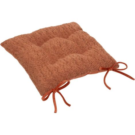Galette de Chaise Bouclette "Soana" 38x38cm Terracotta (1/3)
