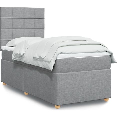 Boxspringbett mit Matratze Hellgrau 90x190 cm Stoff