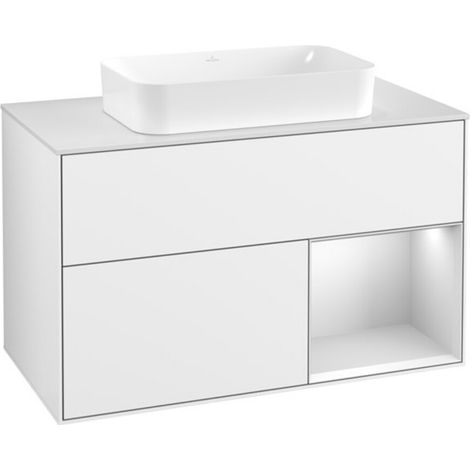 V&B Waschtischunterschrank Finion 100x60,3 cm, Rg r wh. m Lac, glo wh. Lac (1/2)