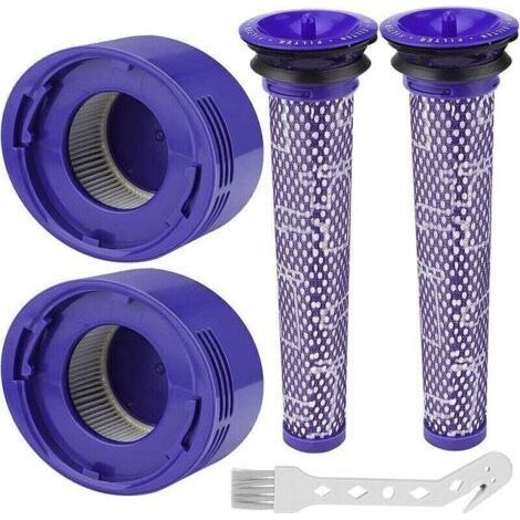 Filtre pour Dyson V8/V7, Filtres de Rechange Lavable pour Aspirateur Dyson V7/V8 Absolute et Animal, Accessoire Aspirateur pour Dyson V8 Avec 2 Post-Filtres HEPA, 2 Pré-Filtres, 1 Outil de Nett,DEBUNS (1/5)