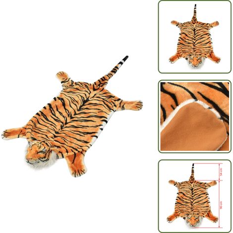 Tapis en peluche en forme de tigre 144 cm Marron - Tapis Tigré - Tapis Animal - Décoration Intérieure - Tapis Moelleux - Tapis Enfant (1/5)