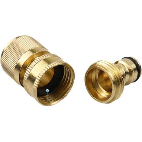 Sets (4 pieces) 3/4 inch brass garden hose connector, quick connectors, female thread and male thread faucet connector, garden hose faucet adapter
