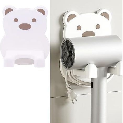 CSPARKV 14x10x17.5cm No Drilling Hair Dryer Holder Cartoon Wall Mounted Hair Dryer Holder Hair Dryer Rack Hairdryer Holder Bathroom Organizer (1/5)