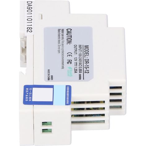Alimentation Rail DIN DR-15-12 Transformateur 12V 15W Régulé Réglable LED Basse Tension Équipement (1/5)