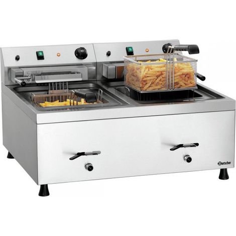 Friteuse inox électrique double 2 x 12 Litres PRO, 18 000 W, 400 V - TRI