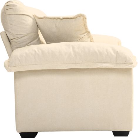 Divano 2 posti in ciniglia beige 213 cm con cuscini a doppio strato MODENUIT (1/5)