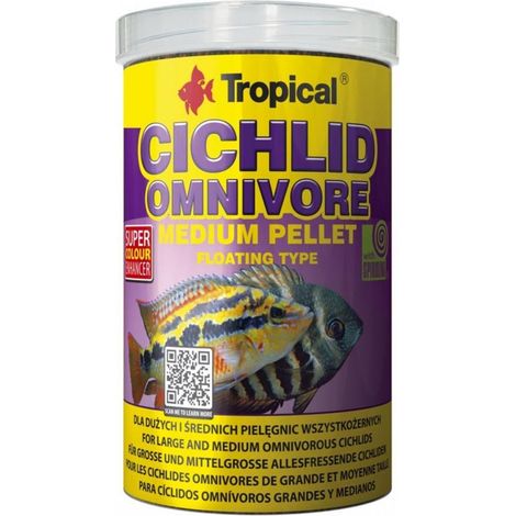 Mangime in pellet per ciclidi tropicali onnivori, taglia media, 1000 ml/360 g (1/2)