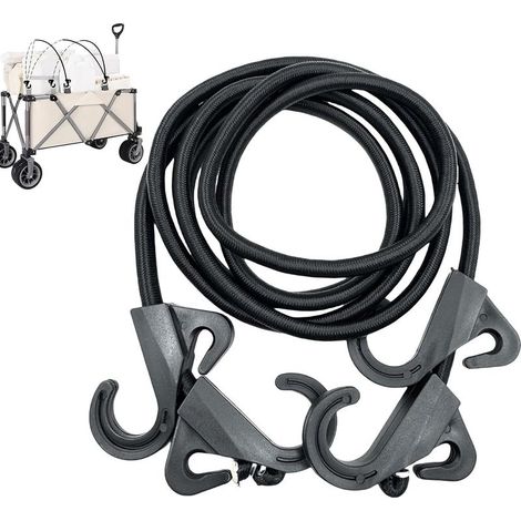 Corde élastique avec mousqueton, bande élastique robuste de 2 mètres, adaptée au matériel de camping, corde de tension de sécurité pour l'extérieur, avec crochet, idéale pour les motos, les remorques (1/5)