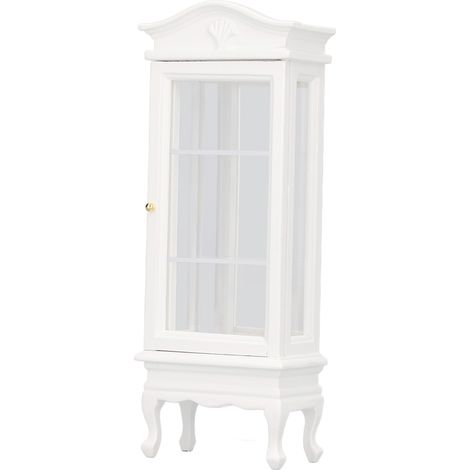 Vitrine miniature pour maison de poupée à l'échelle 1:12, en bois, imitation toit arqué blanc, porte simple. (1/5)