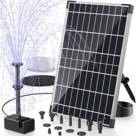 Fontaine solaire pour étang, pompe solaire de 12W avec batterie 4200 mAh, fonctionnement jour et nuit, fontaine décorative pour étang de jardin, montage simple (1/5)