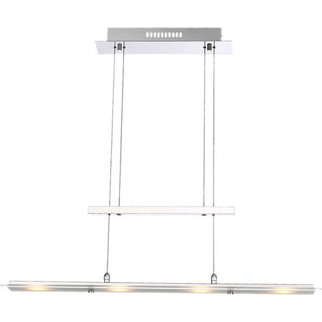 Suspension rabattable, plafonnier de salon, LED avec réglage en hauteur, chromé argenté, 4x LED 4x 5 watts 4x 400 lm, H 165 cm (1/3)