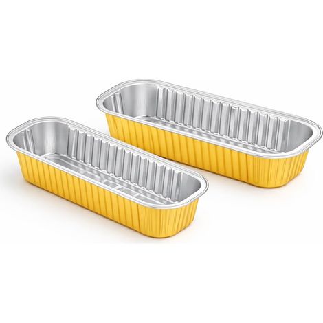 Boîtes de cuisson en feuille d'aluminium (avec couvercles), 50 pièces, boîtes de cuisson rectangulaires, boîtes de cuisson jetables, mini boîtes de cuisson (1/4)