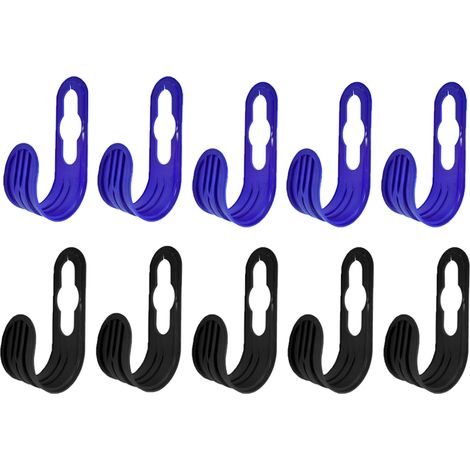 [JAMAIS UTILISÉ] 10 cintres pour tuyaux de jardin , ABS Plastic Water Hose Holder Wall Mount for 150 Feet Garden Watering Tube Hoses Storage, Expandable Outside Pipe Reel Hanging Hooks [Bleu, noir] (1/5)