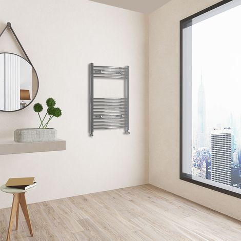 Acezanble 800x600mm(HxW) Chrome Curved Heated Towel Track Heated Towel Radiator (1/2)